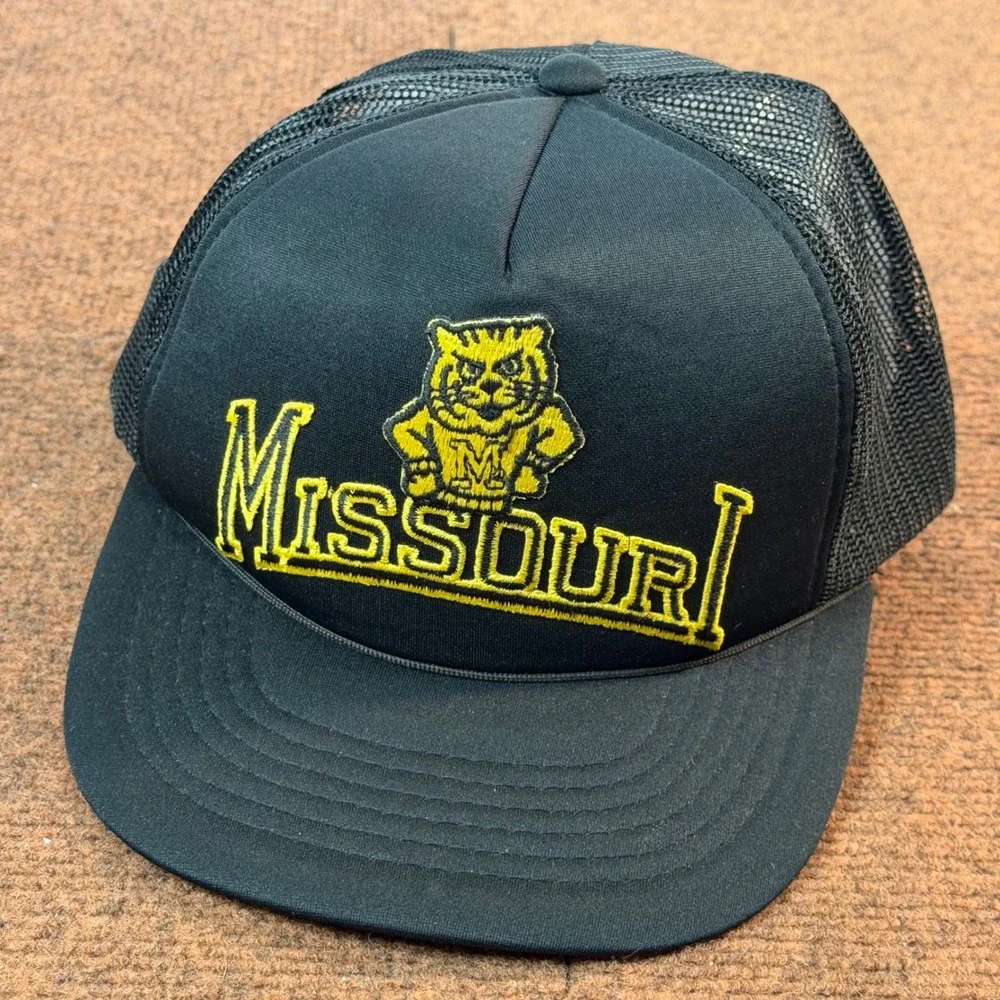 AJ Headwear Missouri Tigers Trucker Hat Mens Black Mesh Snapback Collegiate Cap
